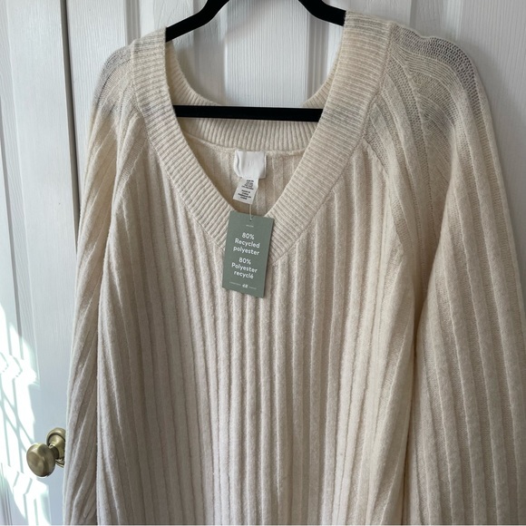 NWT H&M V-Neck Sweater Rib Knit Midi Dress - Picture 9 of 11